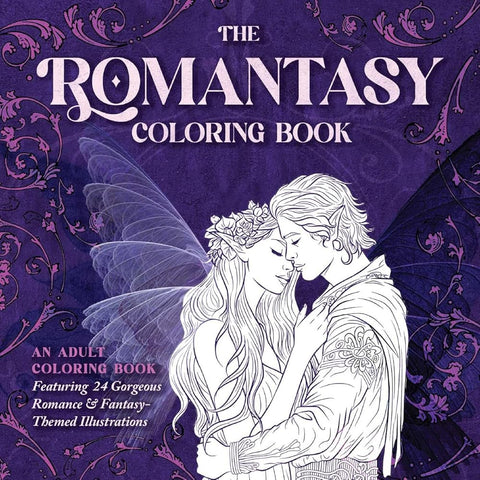 The Romantasy Coloring Book: An Adult Coloring Book Featuring 24 Gorgeous Romance and Fantasy-Themed Illustrations cover image